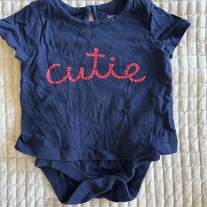 Navy Blue Baby Onesie with Red 'Cutie' Print
